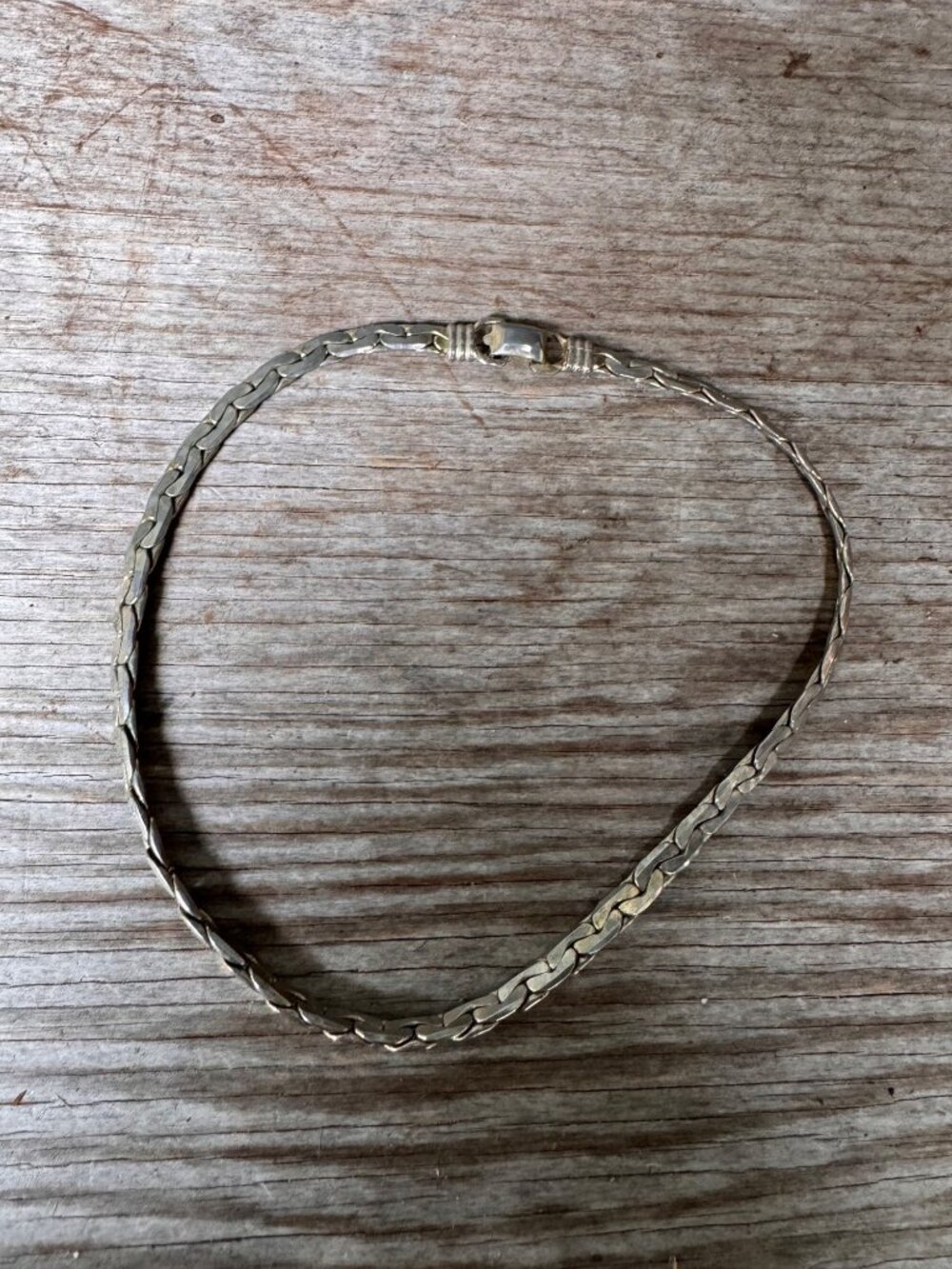 Vintage Coro Pegasus Silver Tone Flat Chain Necklace 15” Mid Century Choker